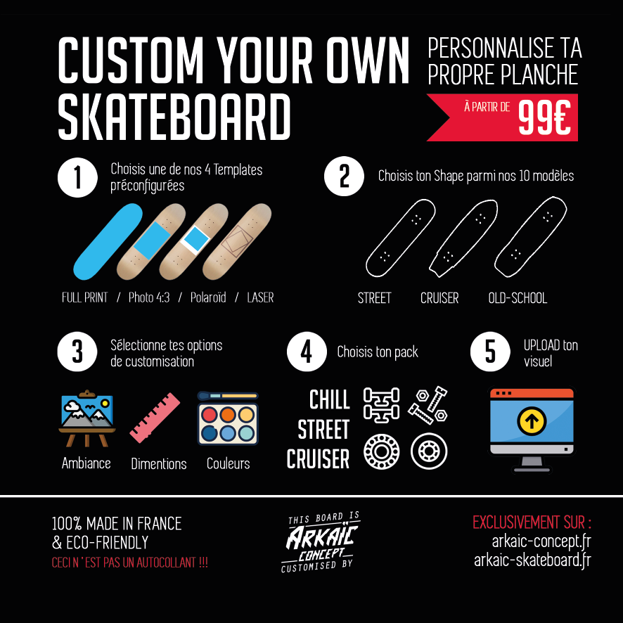 custom your own skateboard made in france and eco friendly AKC SL